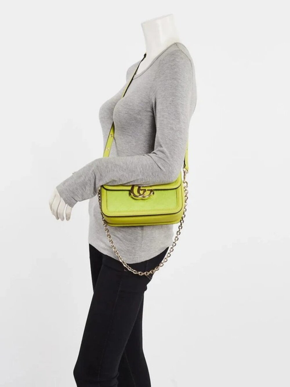 Gucci Firefly Green Canvas/Leather Small Go Shoulder Bag